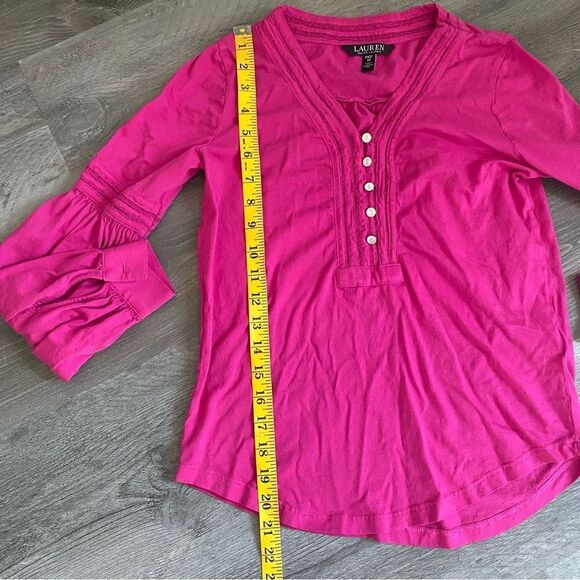 LAUREN Ralph Lauren Magenta Pink Blouse XS Petite Preppy - Picture 8 of 9